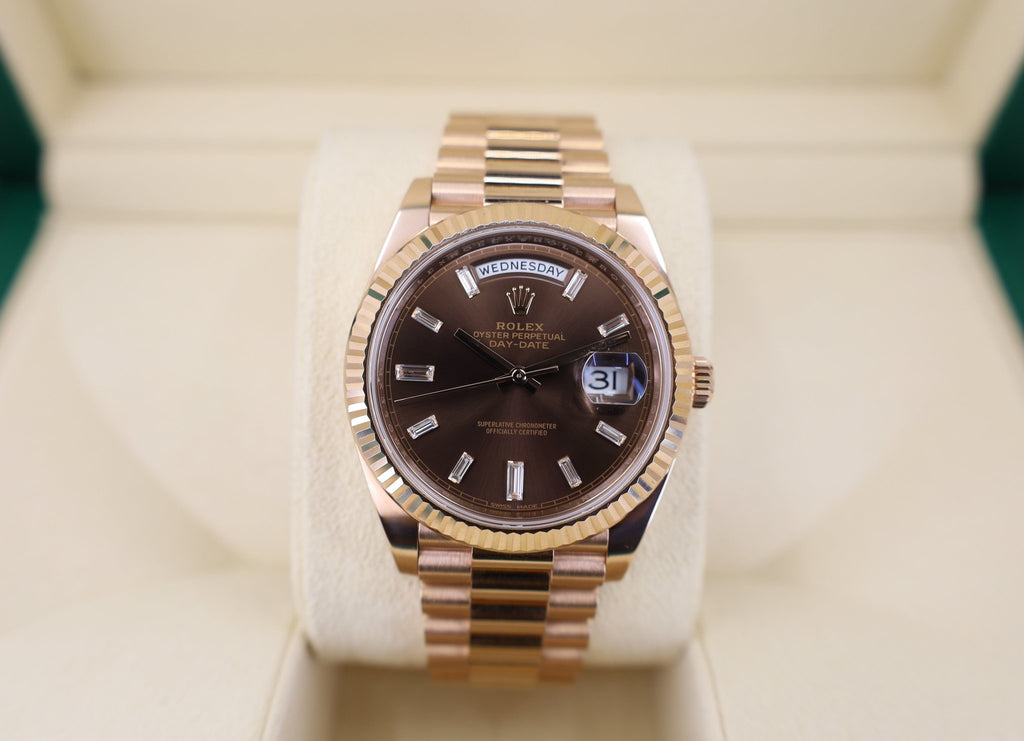 Rolex rose gold chocolate dial Clearance