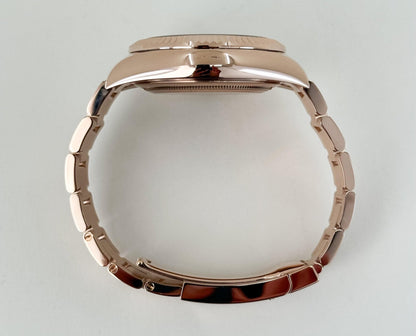 Rolex Everose Gold Sky-Dweller Watch - Fluted Ring Command Bezel - Blue-Green Index Dial - Oyster Bracelet - Luxury Time NYC