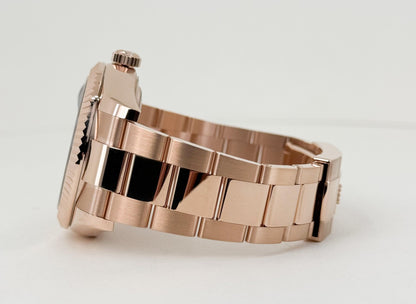 Rolex Everose Gold Sky-Dweller Watch - Fluted Ring Command Bezel - Blue-Green Index Dial - Oyster Bracelet - Luxury Time NYC