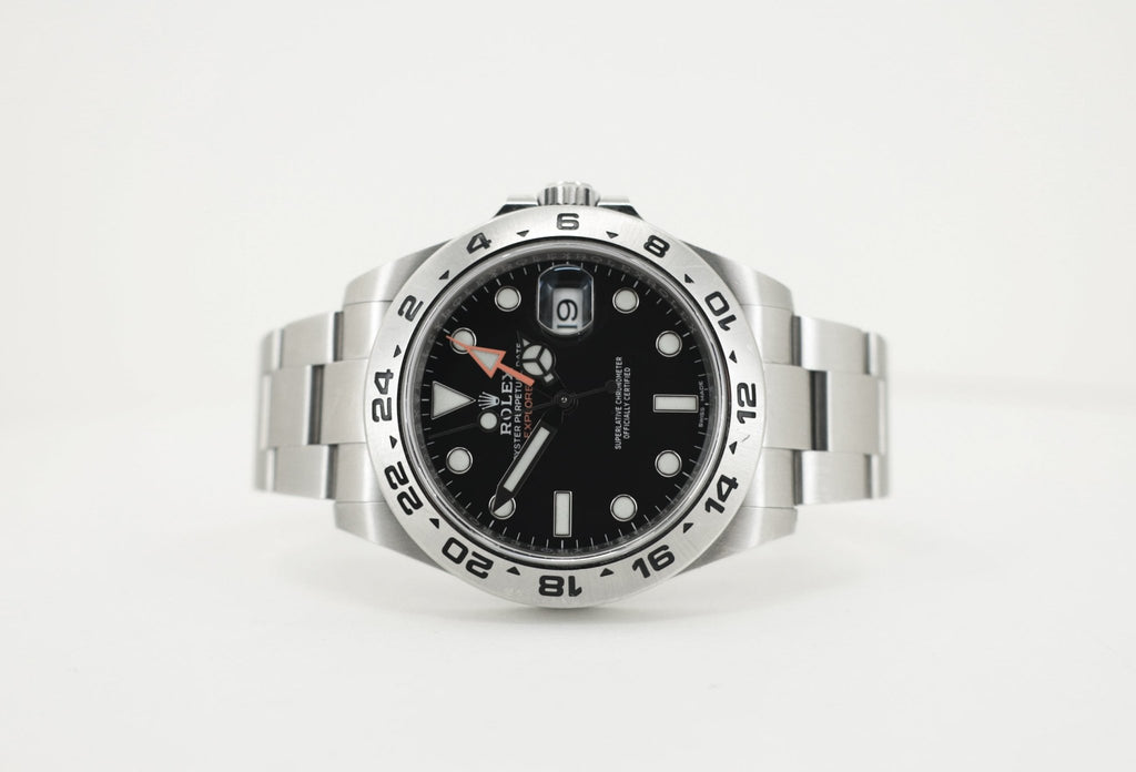 Rolex Explorer II "Steve McQueen" GMT Stainless Steel Black Dial 42mm Oyster Bracelet 216570 - Luxury Time NYC