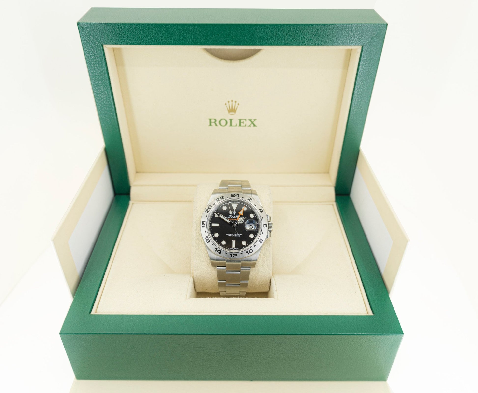 Rolex Explorer II "Steve McQueen" GMT Stainless Steel Black Dial 42mm Oyster Bracelet 216570 - Luxury Time NYC