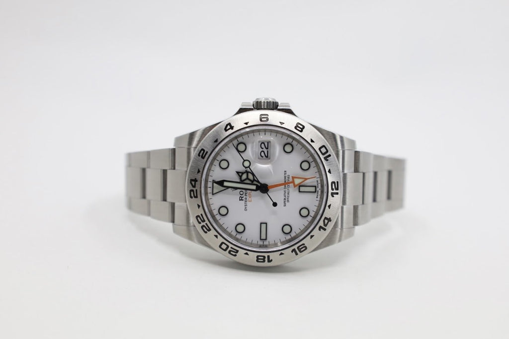 Rolex Explorer II "Steve McQueen" GMT Stainless Steel White Dial 42mm Oyster Bracelet 216570 - Luxury Time NYC INC