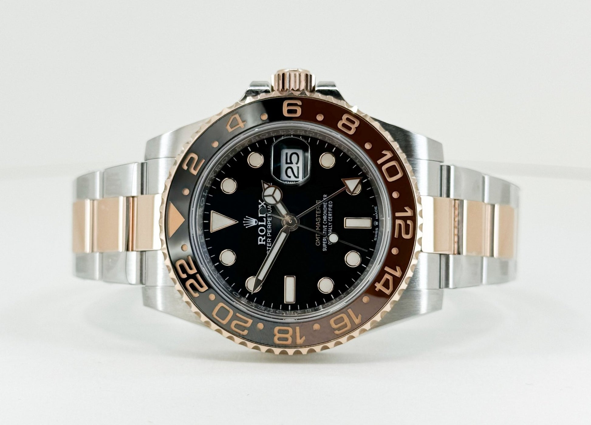 Rolex GMT Master II Root Beer Rose Gold/Steel Black Dial Black/Brown Ceramic Bezel 126711CHNR - Luxury Time NYC