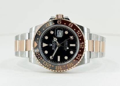 Rolex GMT Master II Root Beer Rose Gold/Steel Black Dial Black/Brown Ceramic Bezel 126711CHNR - Luxury Time NYC