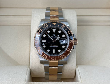 Rolex GMT Master II Root Beer Rose Gold/Steel Black Dial Black/Brown Ceramic Bezel 126711CHNR - Luxury Time NYC