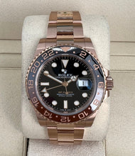 Load image into Gallery viewer, Rolex GMT Master II Rose Gold Black Dial Brown/Black Ceramic Bezel Oyster Bracelet 126715CHNR - Luxury Time NYC