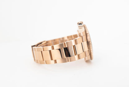 Rolex GMT Master II Rose Gold Black Dial Brown/Black Ceramic Bezel Oyster Bracelet 126715CHNR - Luxury Time NYC