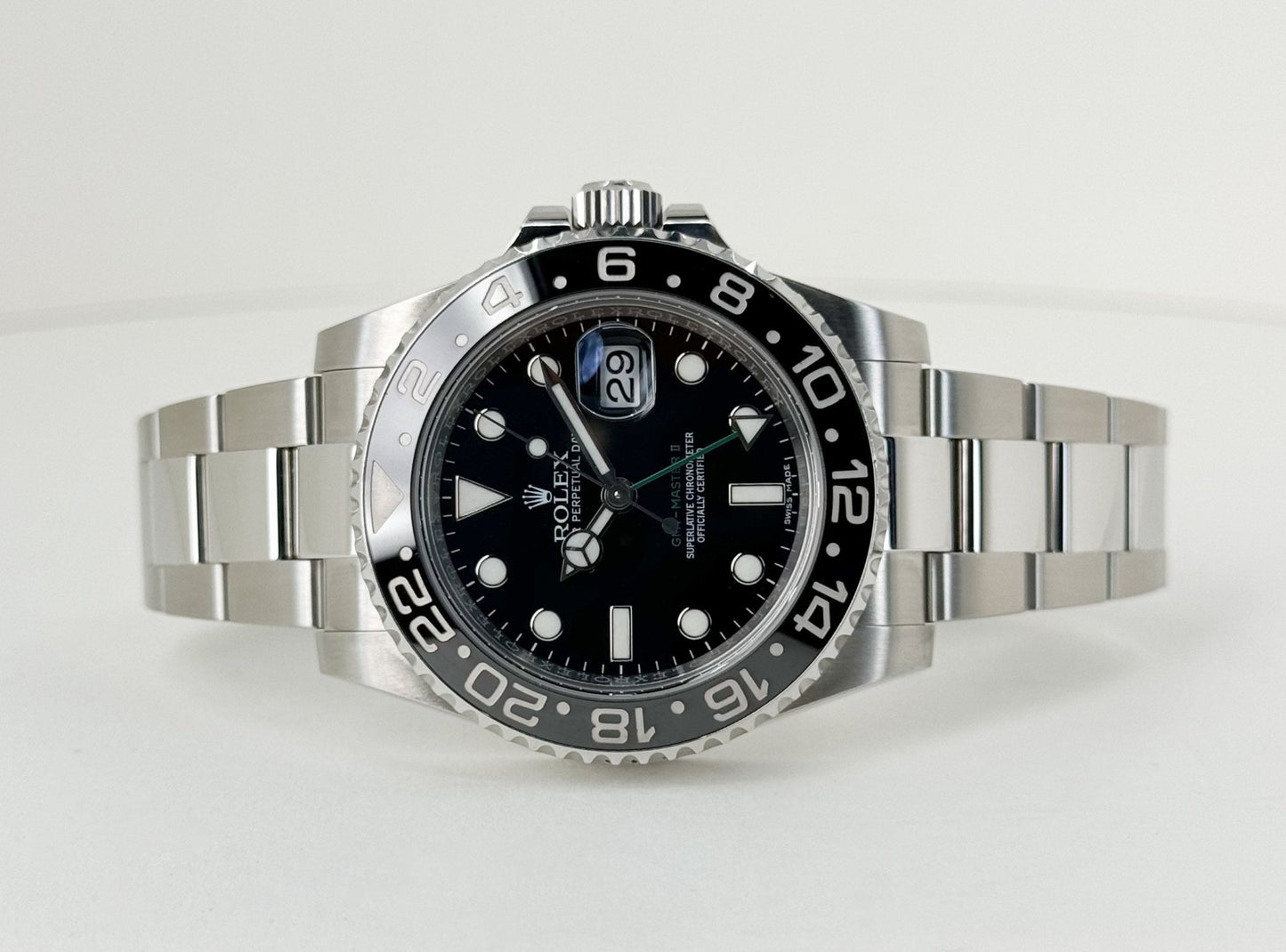 Rolex GMT Master II Stainless Steel Black Dial Ceramic Bezel Oyster Bracelet 116710LN - Luxury Time NYC