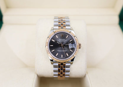 Rolex Lady-Datejust 31 Rose Gold/Steel Rhodium Index Dial & Fluted Bezel Jubilee Bracelet 278271 - Luxury Time NYC