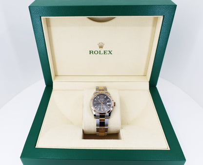 Rolex Lady-Datejust 31 Rose Gold/Steel Rhodium Index Dial & Fluted Bezel Oyster Bracelet 278271 - Luxury Time NYC