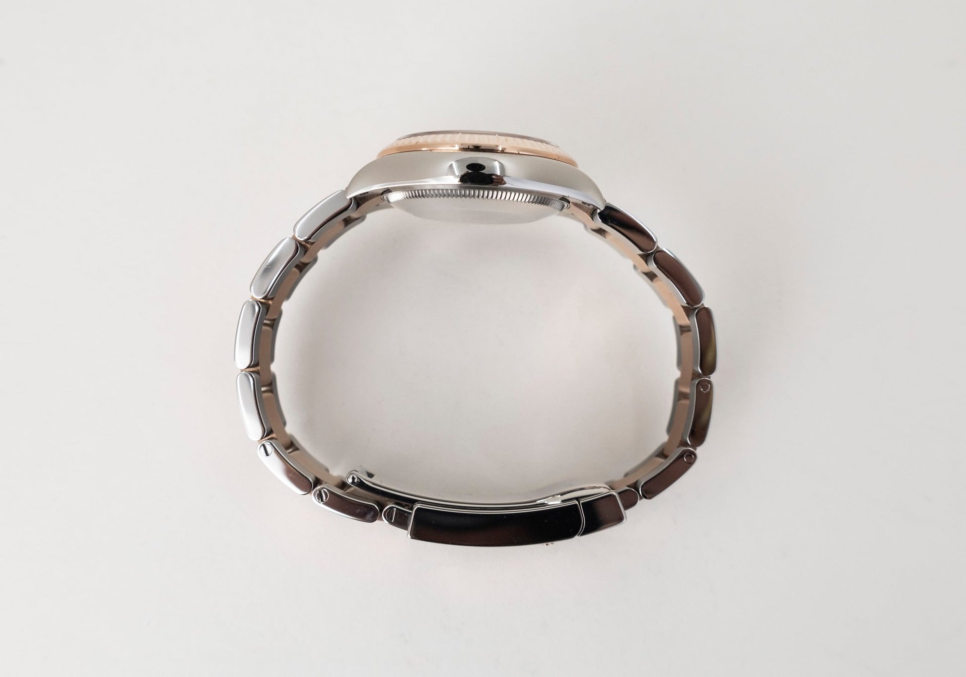 Rolex Lady-Datejust 31 Rose Gold/Steel White Roman Dial & Fluted Bezel Oyster Bracelet 278271 - Luxury Time NYC