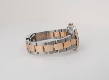 Rolex Lady-Datejust 31 Rose Gold/Steel White Roman Dial & Fluted Bezel Oyster Bracelet 278271 - Luxury Time NYC