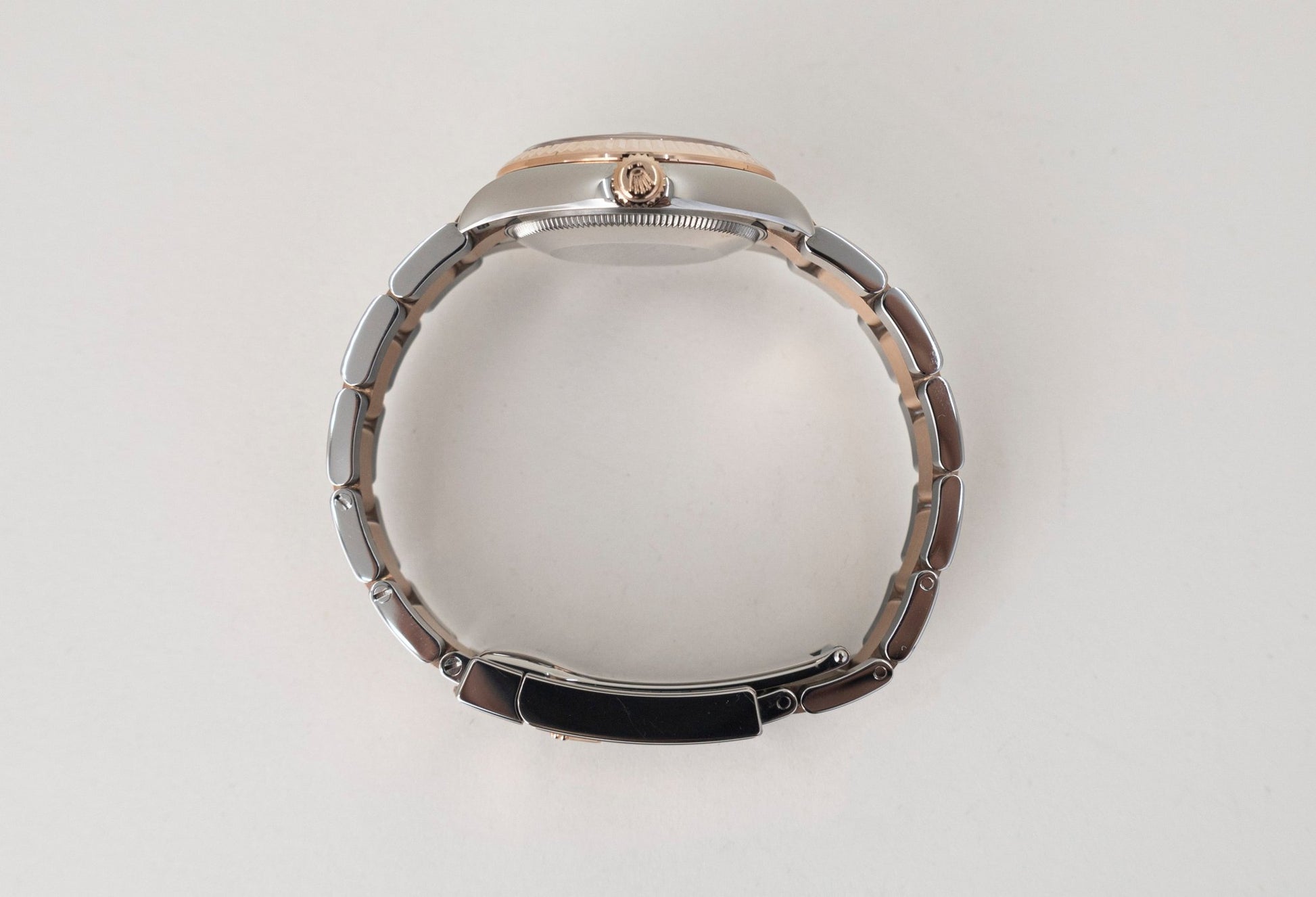 Rolex Lady-Datejust 31 Rose Gold/Steel White Roman Dial & Fluted Bezel Oyster Bracelet 278271 - Luxury Time NYC