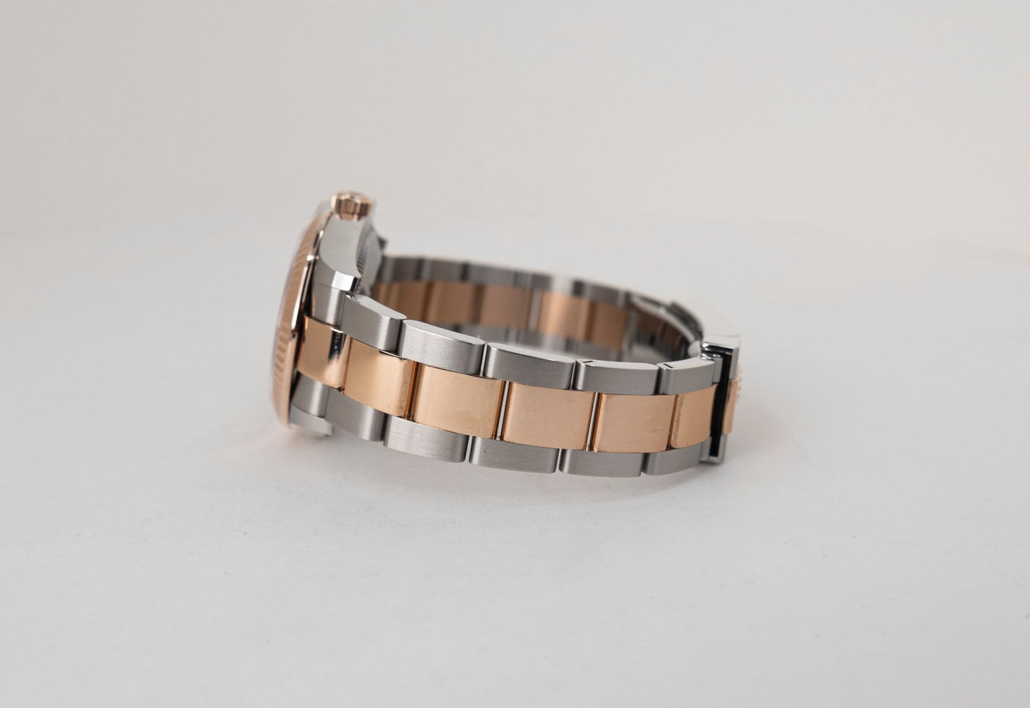 Rolex Lady-Datejust 31 Rose Gold/Steel White Roman Dial & Fluted Bezel Oyster Bracelet 278271 - Luxury Time NYC