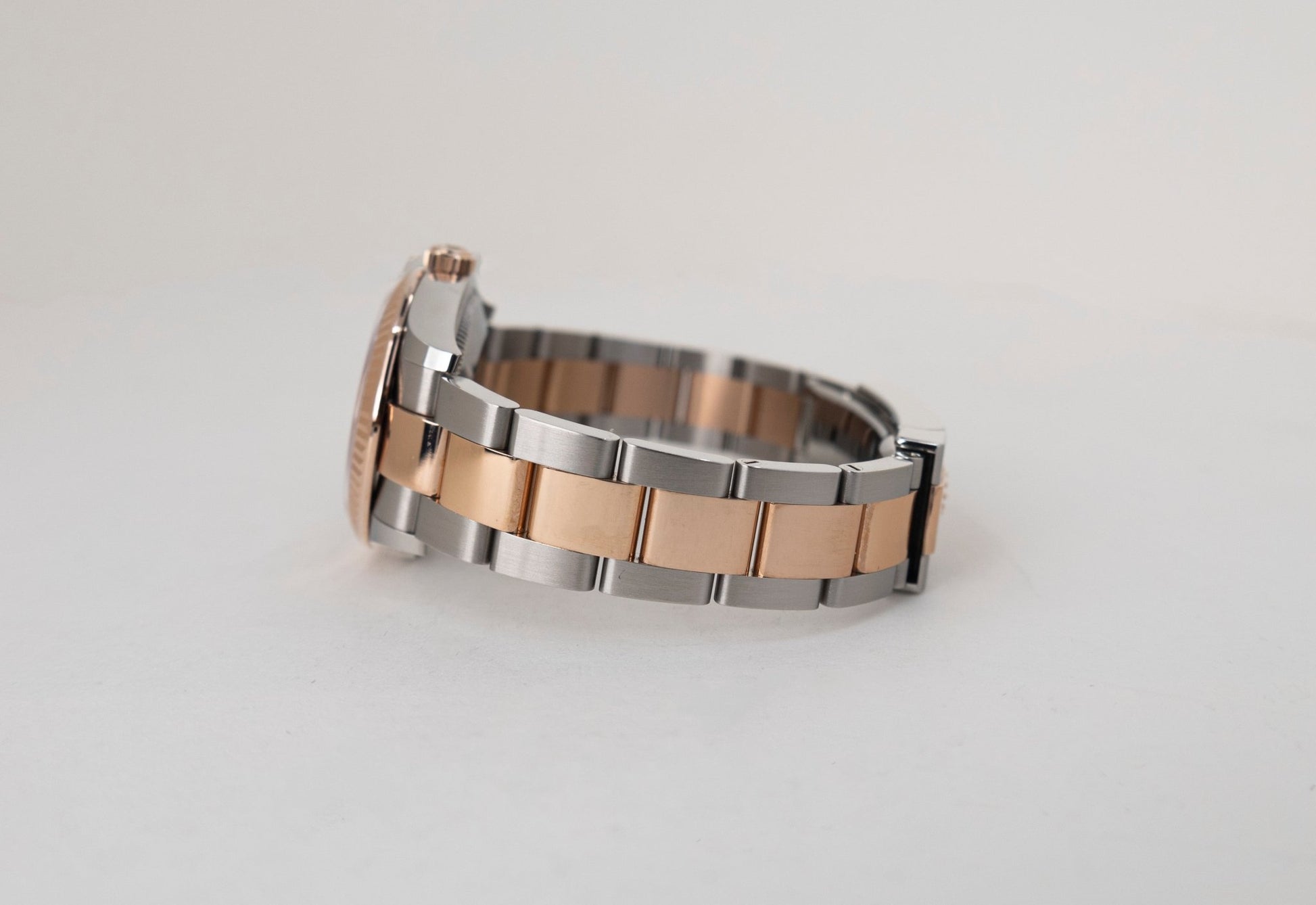 Rolex Lady-Datejust 31 Rose Gold/Steel White Roman Dial & Fluted Bezel Oyster Bracelet 278271 - Luxury Time NYC