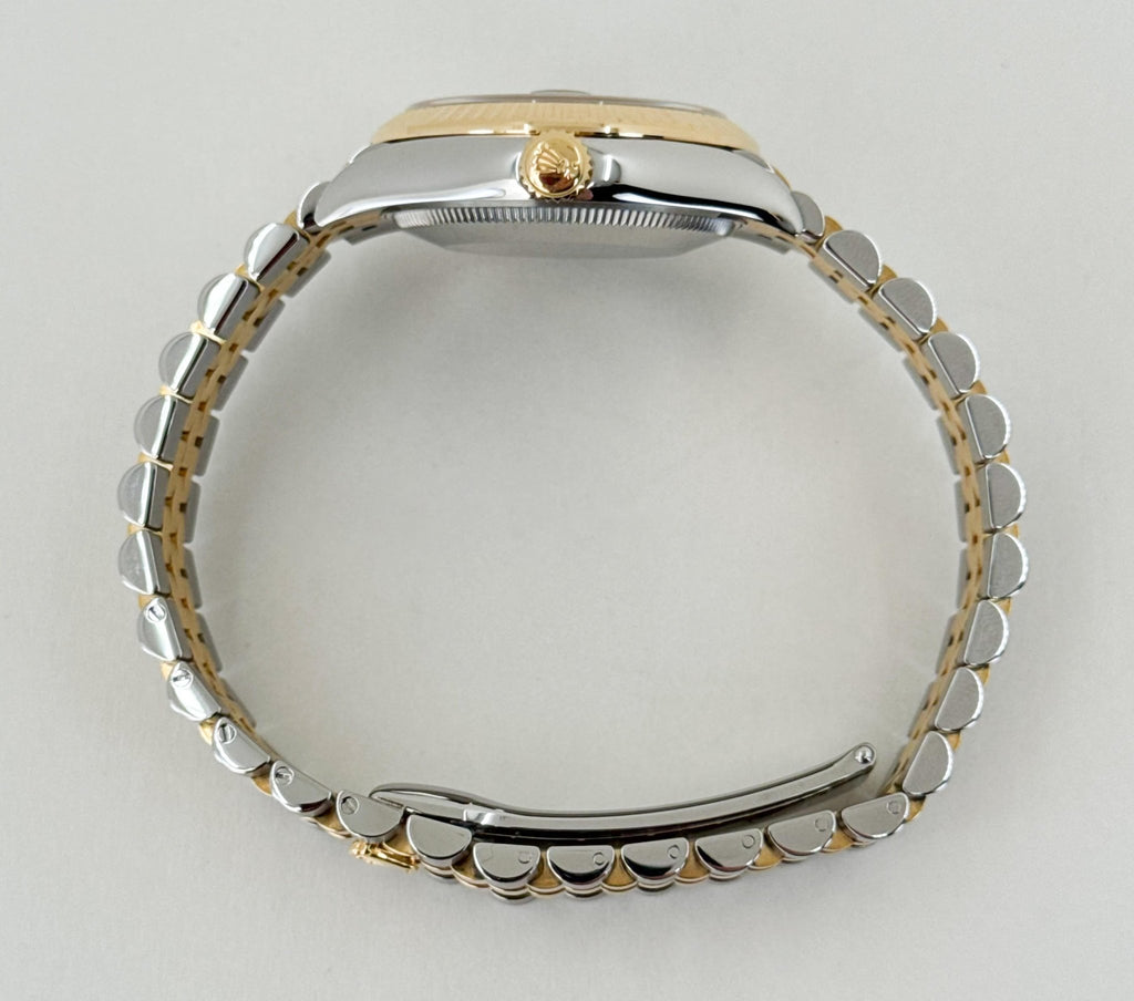 Rolex Lady-Datejust 31 Yellow Gold/Steel Dark Grey Roman Diamond VI Dial & Fluted Bezel Jubilee Bracelet 278273 - Luxury Time NYC