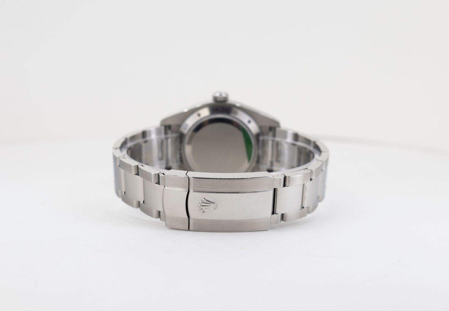 Rolex Milgauss Green Crystal Stainless Steel Black Dial Smooth Bezel Oyster Bracelet 116400GV - Luxury Time NYC