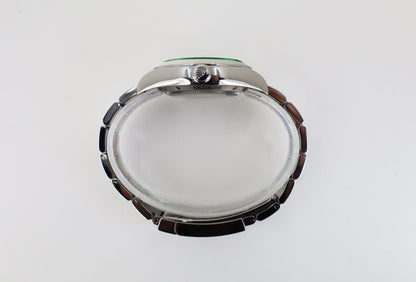 Rolex Milgauss Green Crystal Stainless Steel Black Dial Smooth Bezel Oyster Bracelet 116400GV - Luxury Time NYC