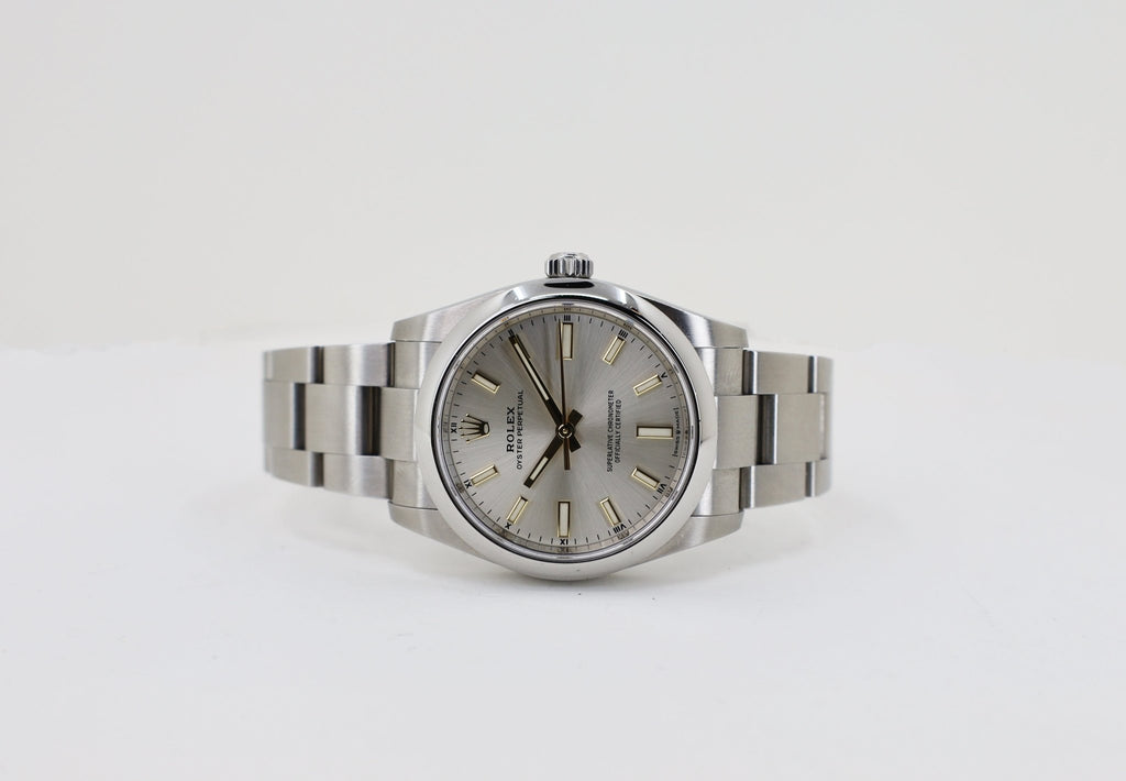 Rolex Oyster Perpetual 34 Watch - Domed Bezel - Silver Index Dial - Oyster Bracelet - 2020 Release - 124200 sio - Luxury Time NYC