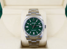 Load image into Gallery viewer, Rolex Oyster Perpetual 41 Watch - Domed Bezel - Green Index Dial - Oyster Bracelet - 2020 Release - 124300 greio - Luxury Time NYC