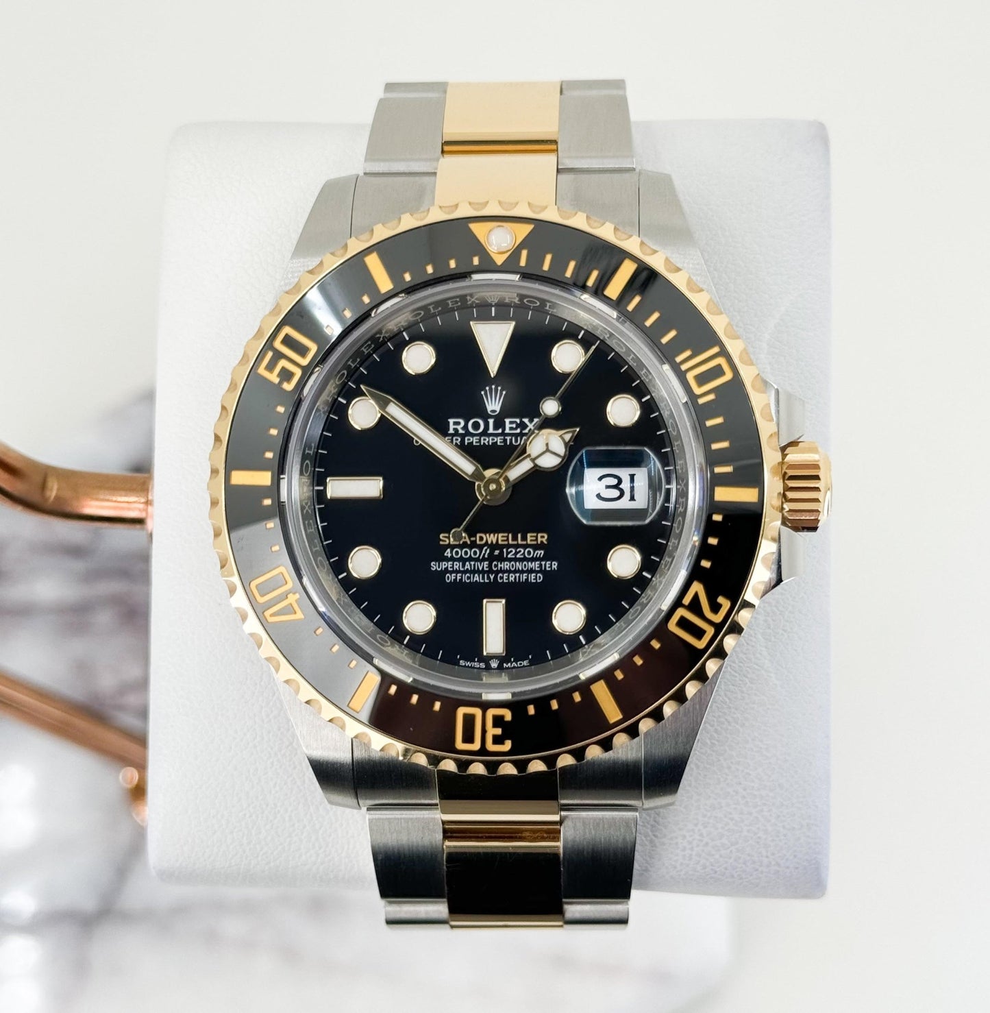 Rolex Sea-Dweller 43mm Case Yellow Gold/Steel Black Luminous Dial & Ceramic Bezel Oyster Bracelet 126603 - Luxury Time NYC