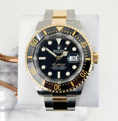 Rolex Sea-Dweller 43mm Case Yellow Gold/Steel Black Luminous Dial & Ceramic Bezel Oyster Bracelet 126603 - Luxury Time NYC