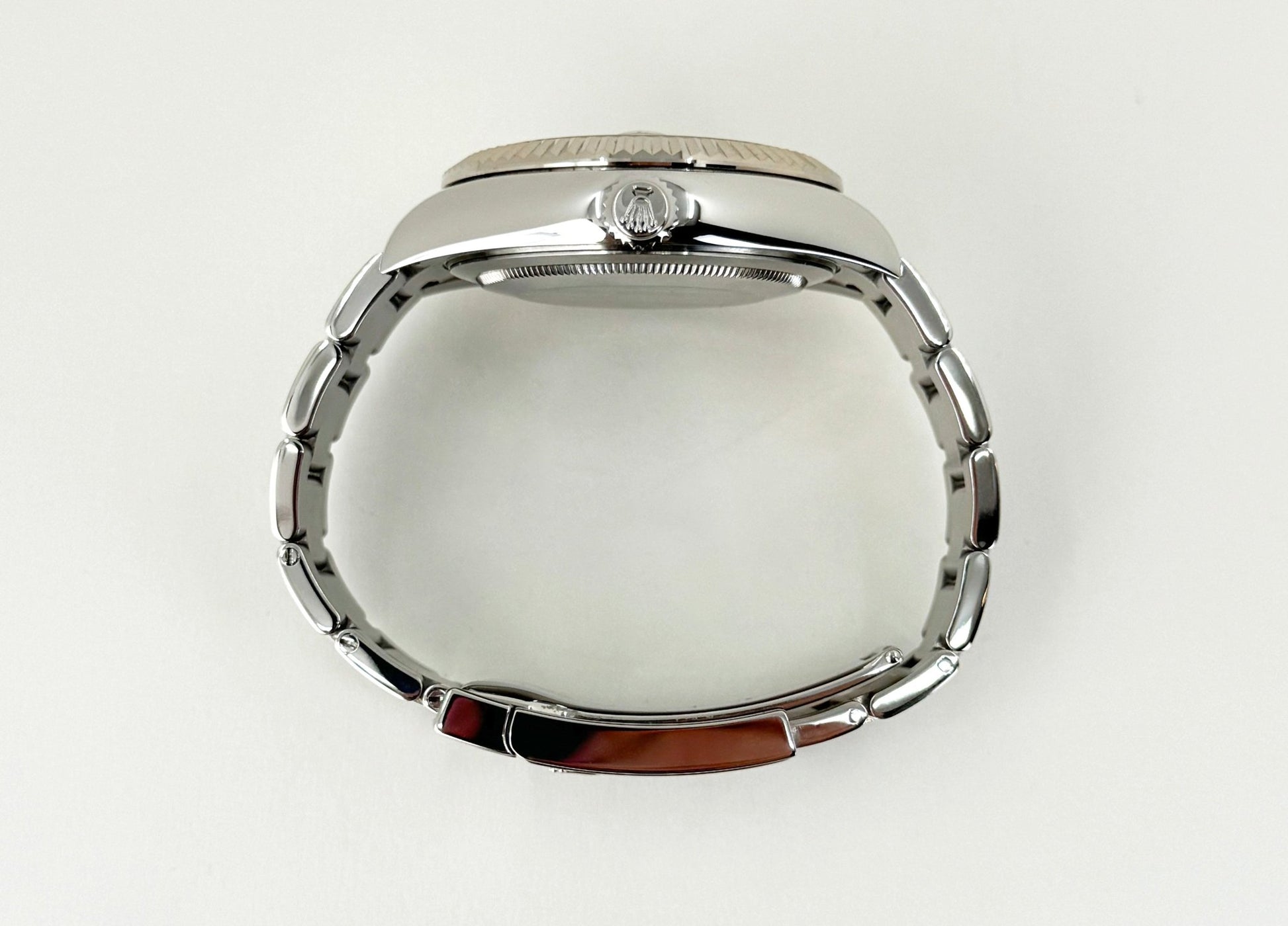 Rolex Sky-Dweller Stainless Steel Black Index Dial Fluted White Gold Bezel Oyster Bracelet 326934 - Luxury Time NYC