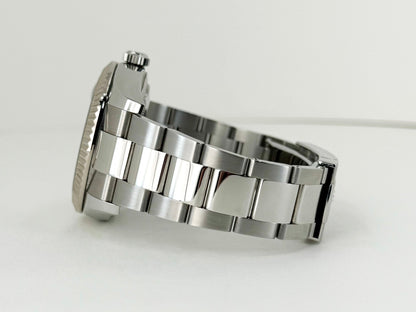 Rolex Sky-Dweller Stainless Steel Black Index Dial Fluted White Gold Bezel Oyster Bracelet 326934 - Luxury Time NYC