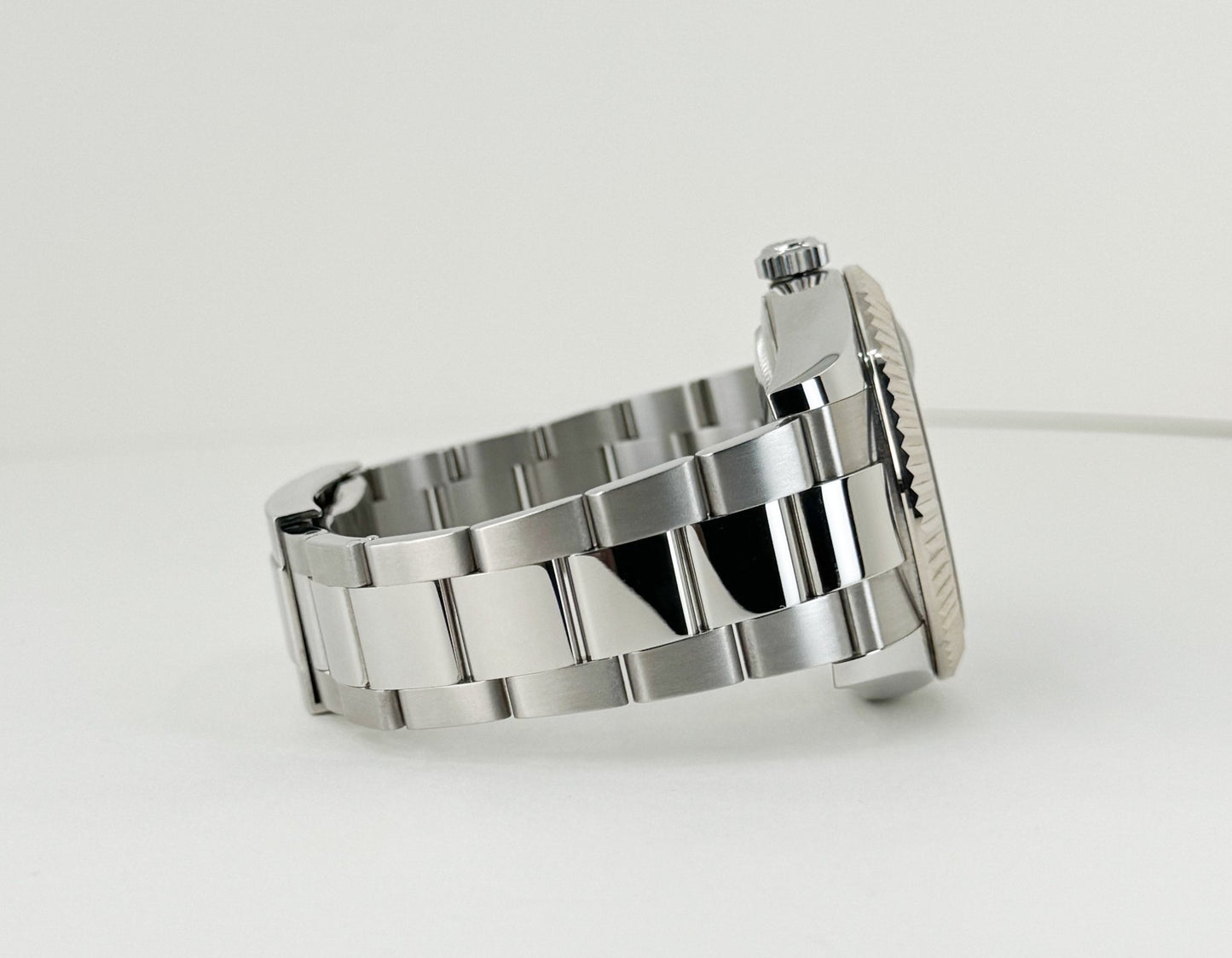 Rolex Sky-Dweller Stainless Steel Black Index Dial Fluted White Gold Bezel Oyster Bracelet 326934 - Luxury Time NYC