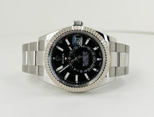 Load image into Gallery viewer, Rolex Sky-Dweller Stainless Steel Black Index Dial Fluted White Gold Bezel Oyster Bracelet 326934 - Luxury Time NYC