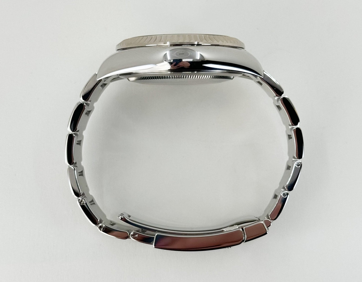 Rolex Sky-Dweller Stainless Steel Blue Index Dial Fluted White Gold Bezel Oyster Bracelet 326934 - Luxury Time NYC