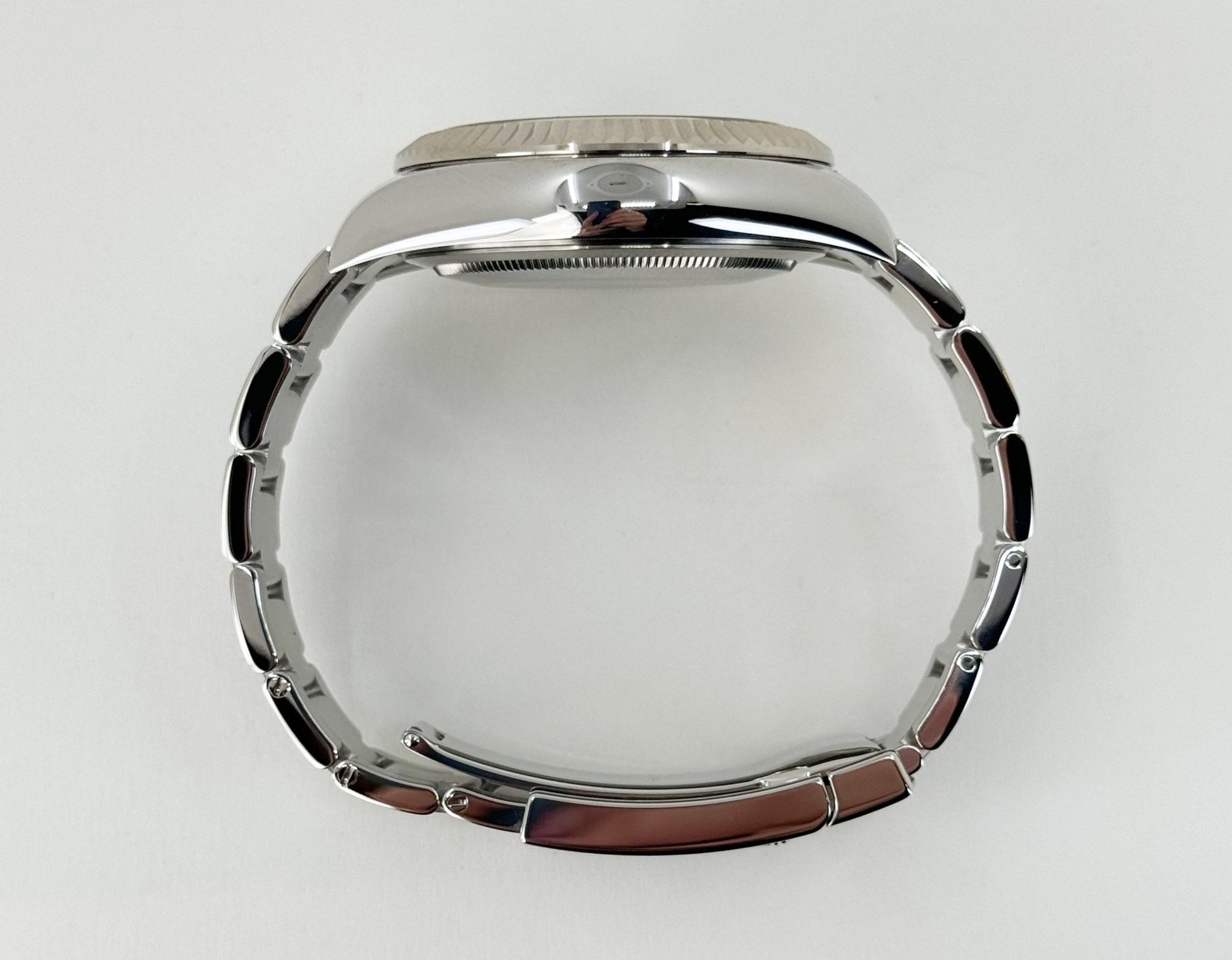 Rolex Sky-Dweller Stainless Steel Blue Index Dial Fluted White Gold Bezel Oyster Bracelet 326934 - Luxury Time NYC