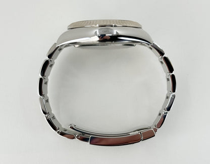 Rolex Sky-Dweller Stainless Steel Blue Index Dial Fluted White Gold Bezel Oyster Bracelet 326934 - Luxury Time NYC