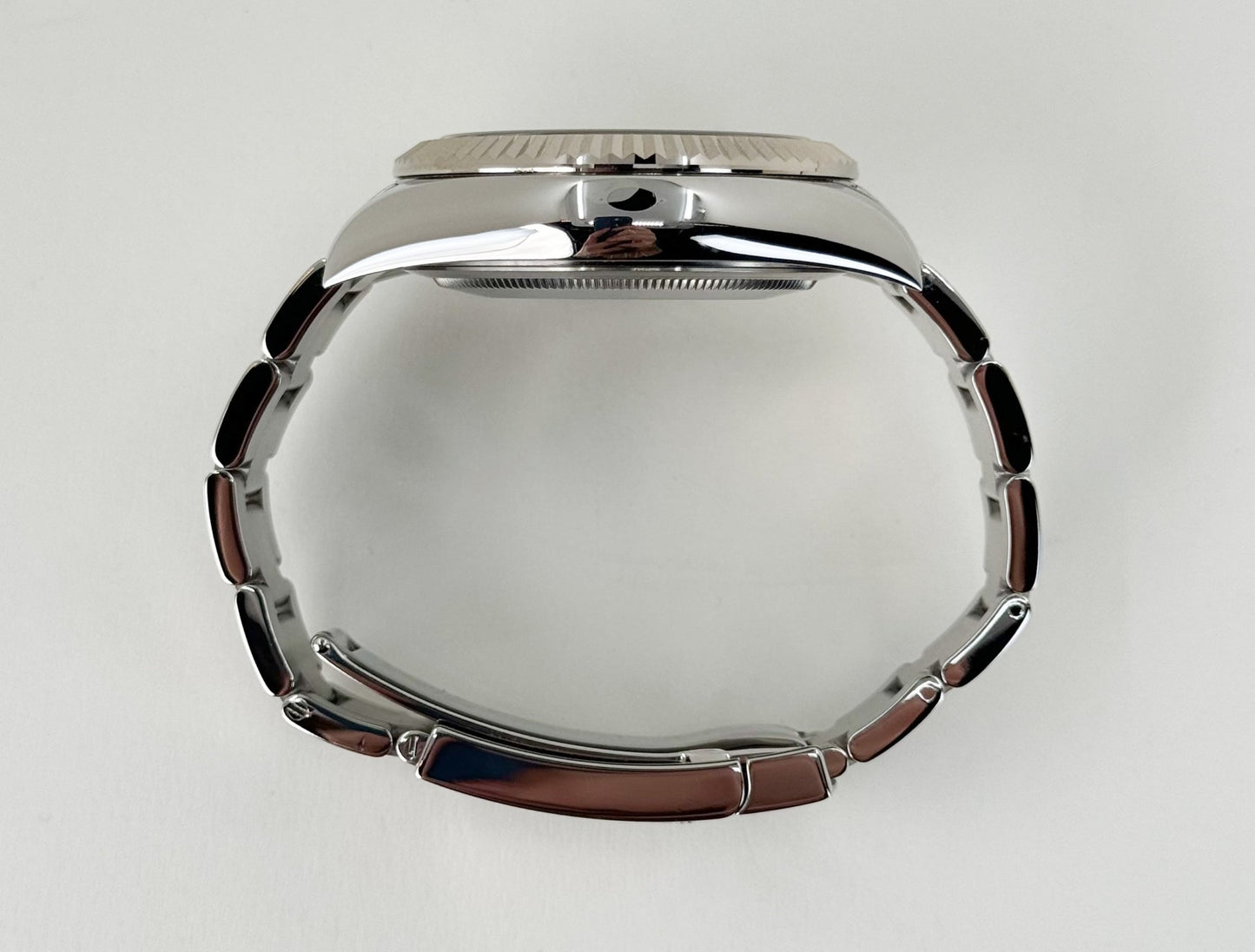 Rolex Sky-Dweller Stainless Steel White Index Dial Fluted White Gold Bezel Oyster Bracelet 326934 - Luxury Time NYC