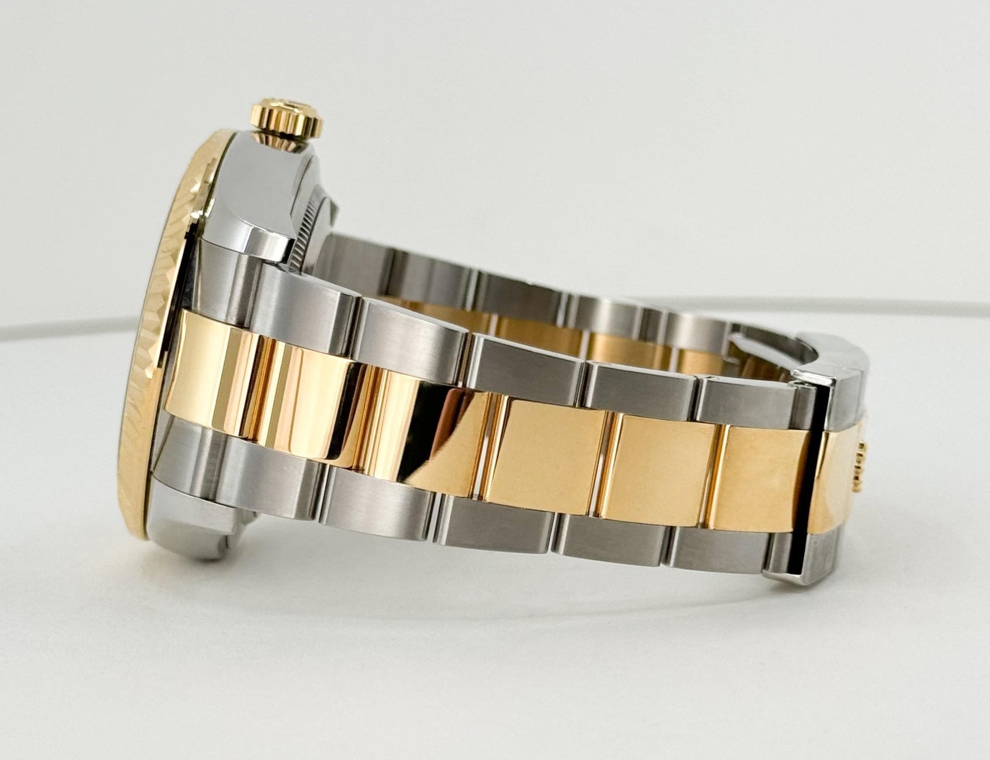Rolex Sky-Dweller Yellow Gold/Steel Black Index Dial Fluted Bezel Oyster Bracelet 326933 - Luxury Time NYC