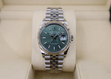 Load image into Gallery viewer, Rolex Steel and White Gold Datejust 31 Watch - Fluted Bezel - Mint Green Index Dial - Jubilee Bracelet - 278274 mgij - Luxury Time NYC