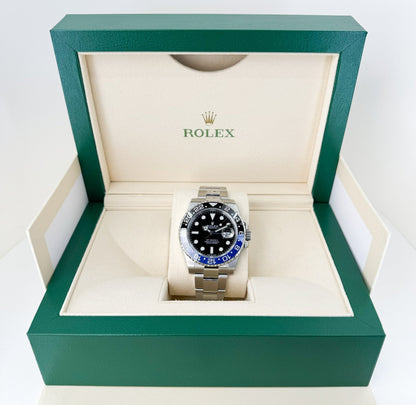 Rolex Steel GMT-Master II 40 Watch - Batman - Black Dial - Oyster Bracelet - 126710BLNR - Luxury Time NYC
