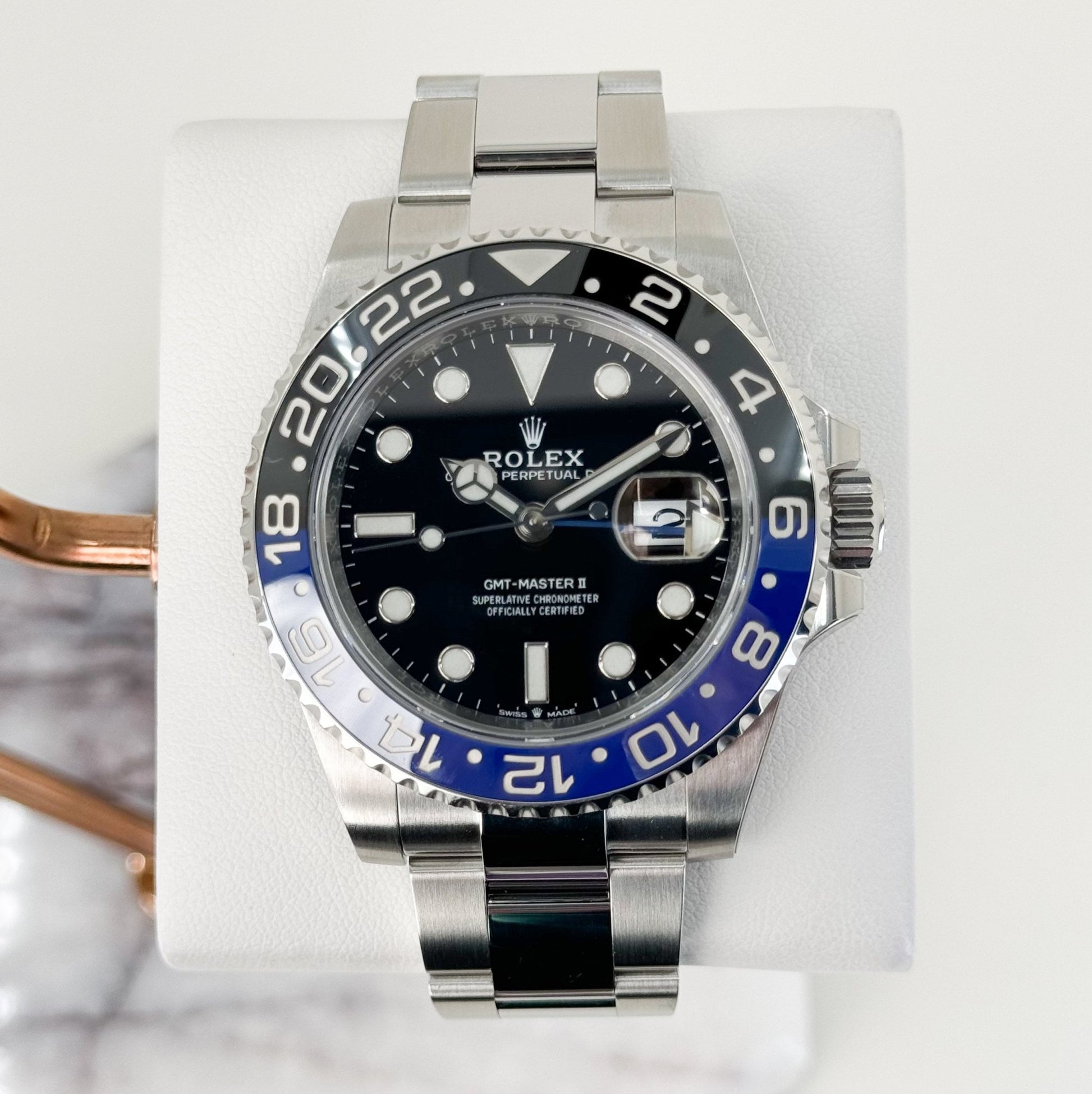Rolex Steel GMT-Master II 40 Watch - Batman - Black Dial - Oyster Bracelet - 126710BLNR - Luxury Time NYC