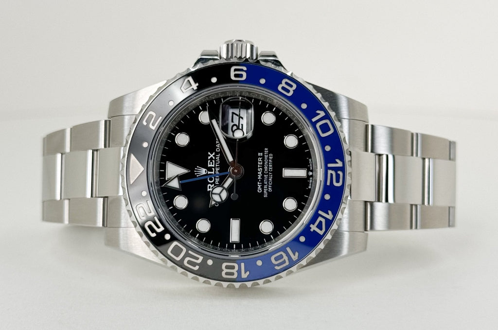 Rolex Steel GMT-Master II 40 Watch - Batman - Black Dial - Oyster Bracelet - 126710BLNR - Luxury Time NYC