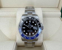 Load image into Gallery viewer, Rolex Steel GMT-Master II 40 Watch - Black And Blue Batman Bezel - Black Dial - Oyster Bracelet - 116710BLNR - Luxury Time NYC