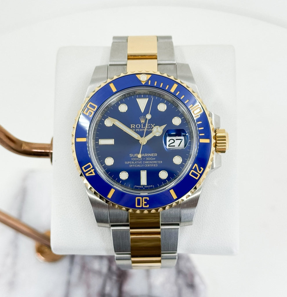 Rolex Submariner Date Yellow Gold/Steel Blue Dial & Ceramic Bezel Oyster Bracelet 116613LB - Luxury Time NYC