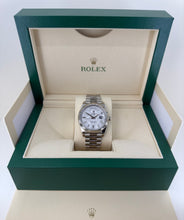 Load image into Gallery viewer, Rolex White Gold Day-Date 40 Watch - Fluted Bezel - Meteorite Baguette Diamond Dial - President Bracelet - 228239 mtdp - Luxury Time NYC