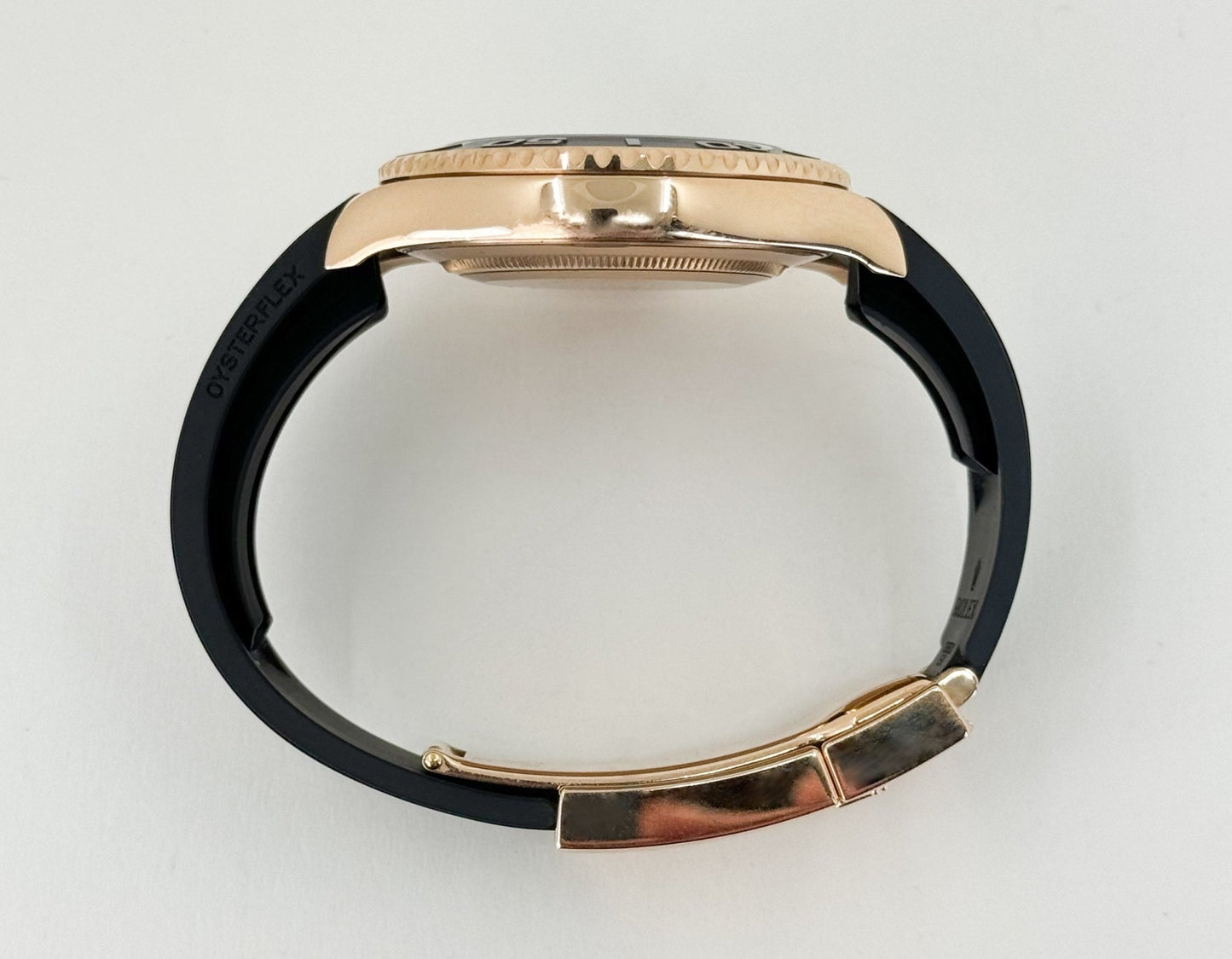 Rolex Yacht-Master 40 Rose Gold Everose 18k Black Dial Ceramic Bezel Oysterflex Rubber Bracelet 116655 - Luxury Time NYC