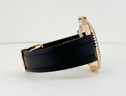 Rolex Yacht-Master 40 Rose Gold Everose 18k Black Dial Ceramic Bezel Oysterflex Rubber Bracelet 116655 - Luxury Time NYC