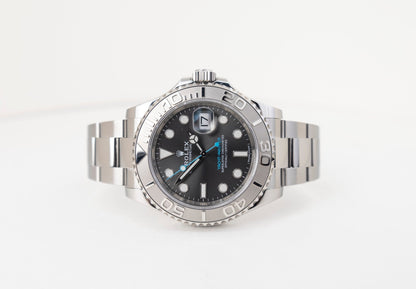 Rolex Yacht-Master 40 Stainless Steel Dark Rhodium Dial Platinum Bezel Oyster Bracelet 116622 - Luxury Time NYC