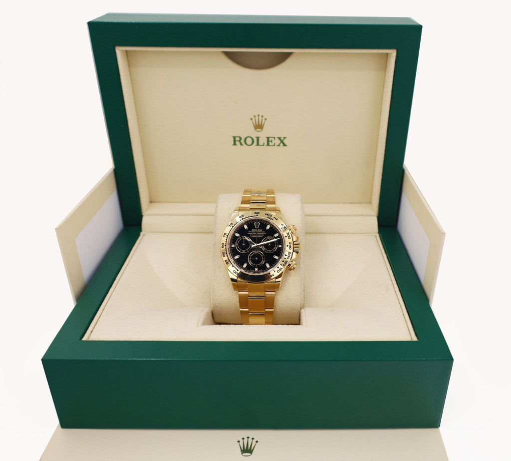 Rolex Yellow Gold Cosmograph Daytona 40 Watch - Black Index Dial - 116508 bki - Luxury Time NYC